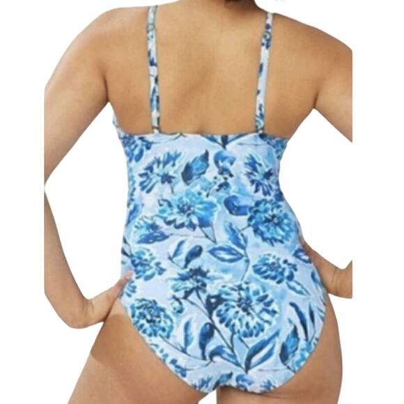 Andie Baia One Piece Blue Floral Swimwear Bathing Suit Adjustable Size S New - Picture 4 of 12